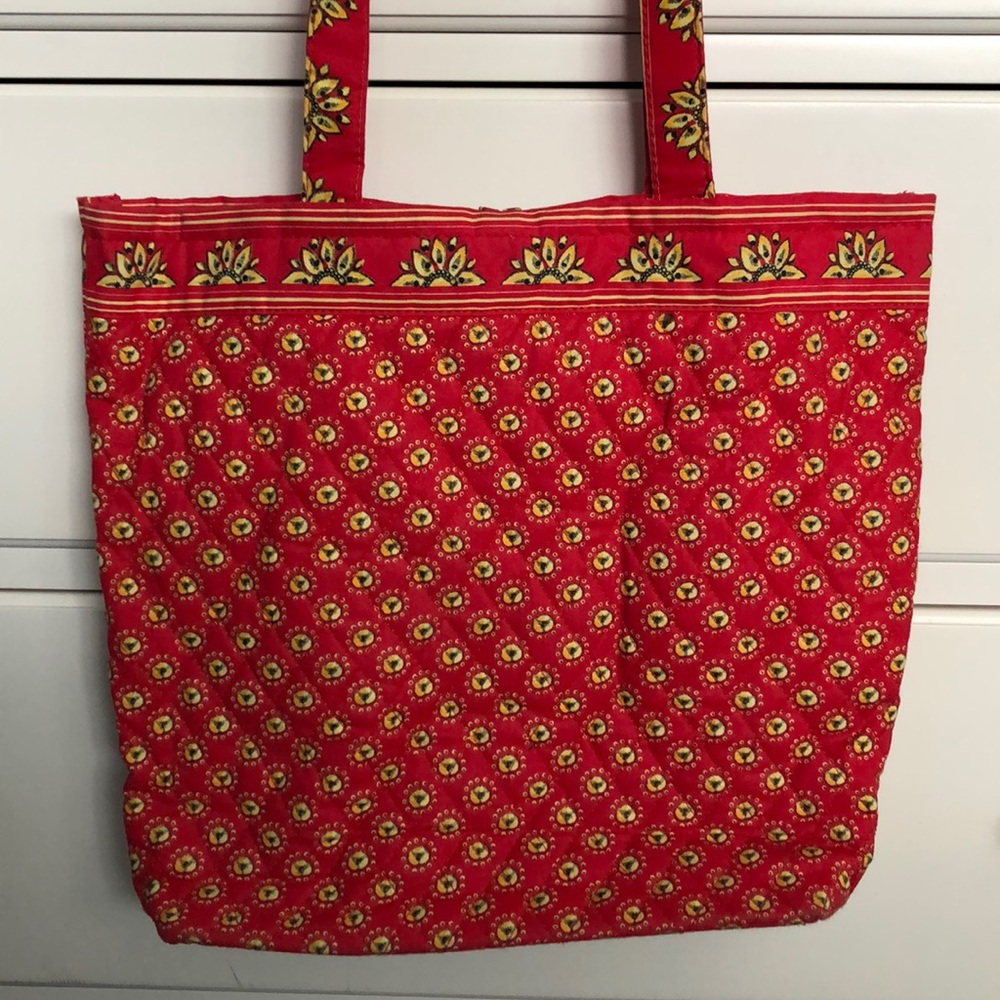 Cotton red & yellow tote